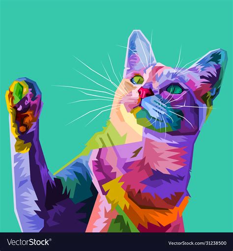 Colorful Cat On Abstract Pop Art Royalty Free Vector Image