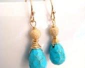 Items Similar To Turquoise Earrings Turquoise Teardrop Wire Wrapped