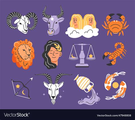 Set Of Astrological Zodiac Signs Royalty Free Vector Image