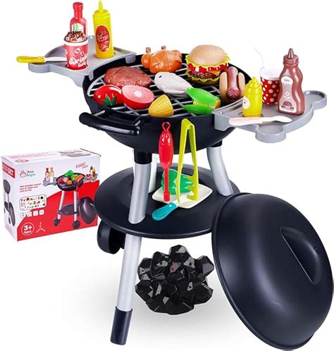 Kimiangel 45pcs Toy Bbq Grill Set Cooking Toy Set Kitchen