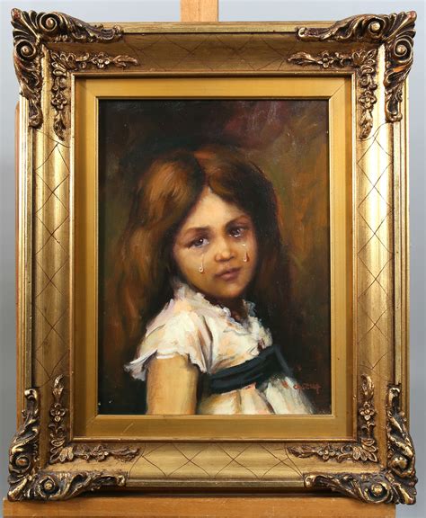 bilder för 957768 oidentifierad konstnÄr olja på duk gråtande flicka signerad auctionet