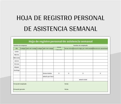 Plantilla De Formato Excel Hoja De Registro Personal De Asistencia
