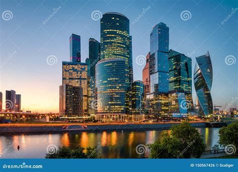 Moscow Cityscape With Skyscrapers Of Moscow City At Sunset Russia