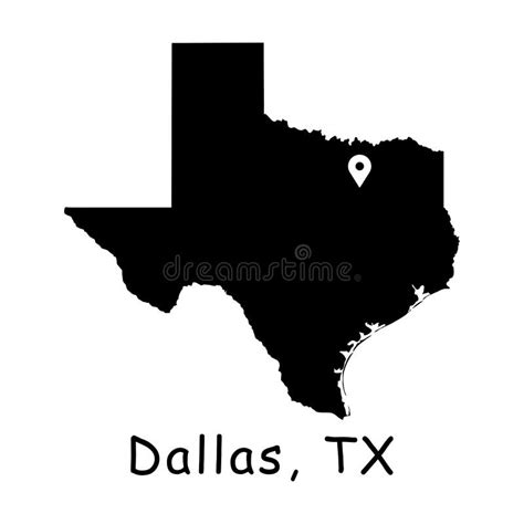 Texas Tx State Map Usa Black Silhouette And Outline Isolated Maps On A