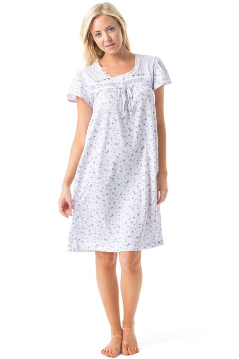Casual Nights Women S Short Sleeve Floral Embroidered Nightgown