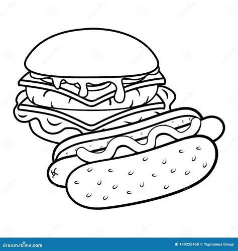 Hamburger Und W Rstchen Schwarzweiss Vektor Abbildung Illustration