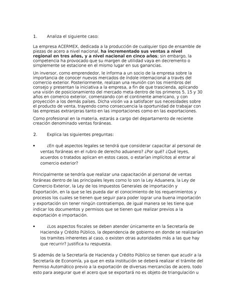 Evidencia 1 Tarea Derecho Aduanero TecMilenio Studocu