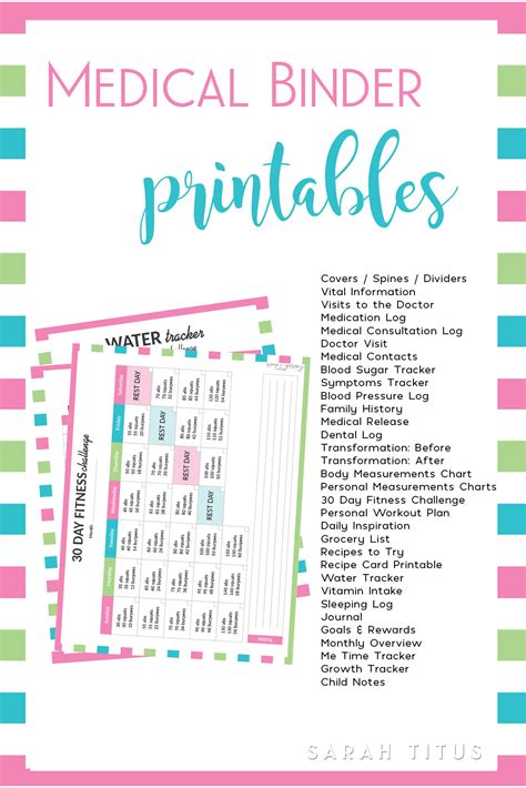 This 4 page free printable medical binder worksheets to keep track of frequency of symptons to family history. Medical Binder - Sarah Titus