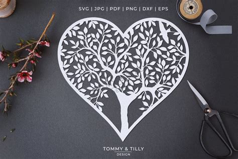 Free Paper Cutting download - Heart Tree - Papercut Template SVG EPS