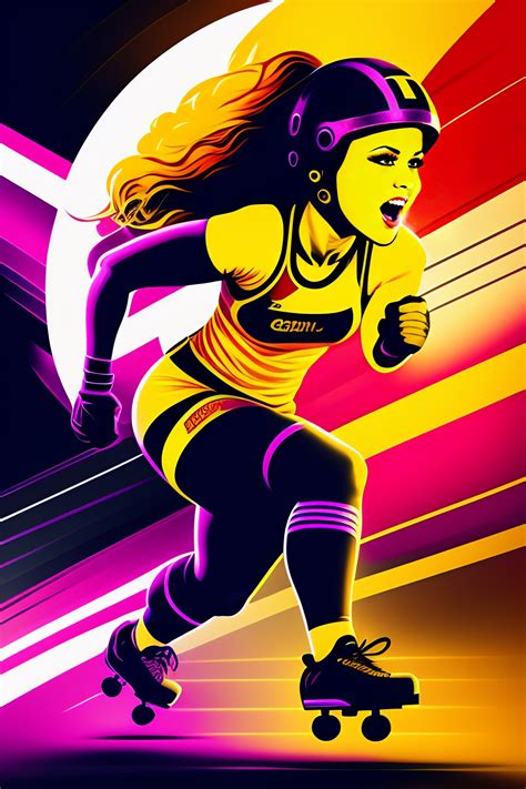 lexica roller derby girl sprinting cross over full length portrait logo