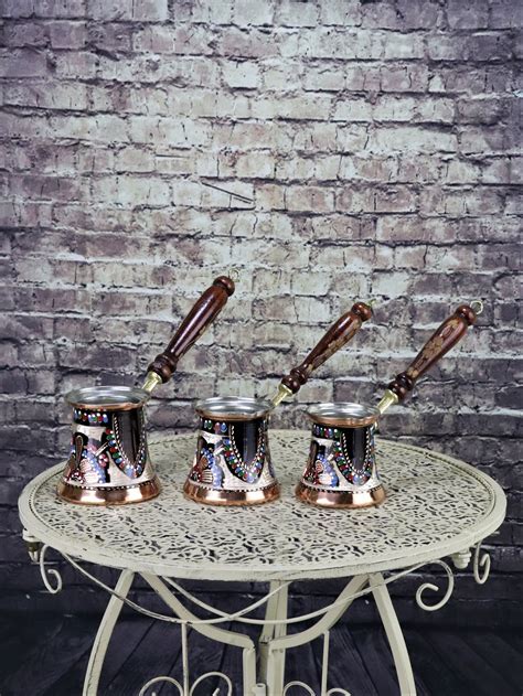 Buy Flower Engraved Copper Turkish Coffee Pot Set Grand Bazaar