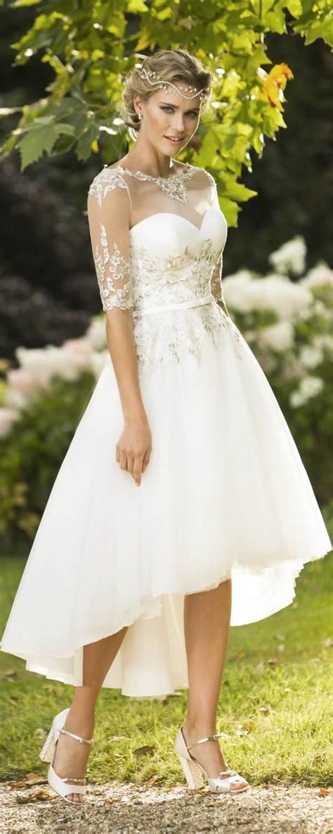 Belle badgley mischkareese halter neck crepe side slit gown. Brighton Belle Monique Wedding Dress | Hi low wedding ...