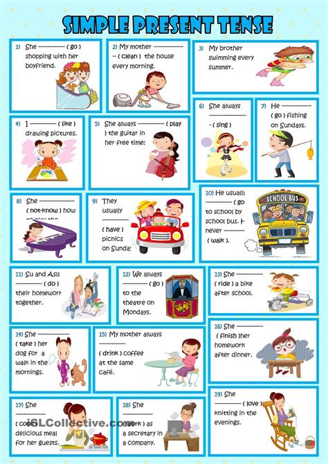 Subject Verb Agreement Simple Present Tense Routines English