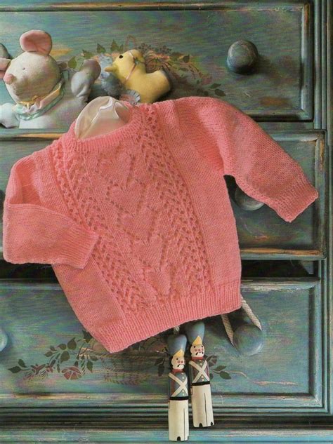 Vintage Baby Knitting Pattern Sweetheart Sweater Baby Girl Sweater