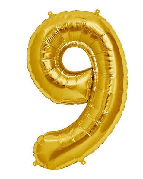 Foil Balloon Number 9 Gold Helium Balloon With Number Nine Horror