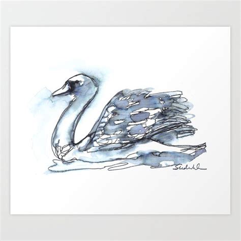 Swan Watercolor Drawing Copyright 2018 Kendra Shedenhelm Swan Art