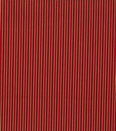 Holiday Cotton Fabric Metallic Gold Stripe On Red Holiday Fabric
