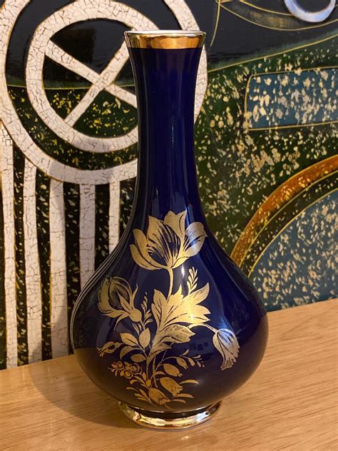 Vintage Kpm Fine Porcelain Echt Cobalt Blue Flower Vase Etsy In 2020