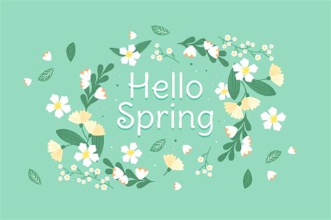 Free Vector Hello Spring With Colorful Flowers