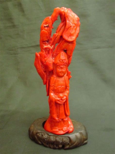 It is also sought after for its beneficial properties in regards to one's health and immune system. Chinese Dyed Red Coral Carved Kwan-yin Shape Statue & Wood ...