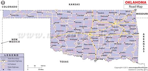Oklahoma Road Map Roadmap Oklahoma Map
