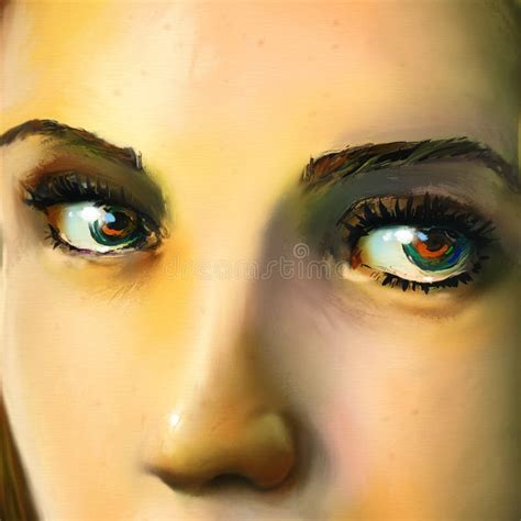 Close Up Of A Young Womans Face Digital Art Stock Image Image Of