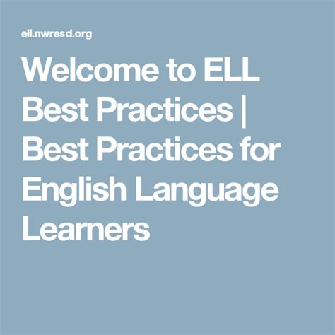 Welcome To Ell Best Practices Best Practices For English Language