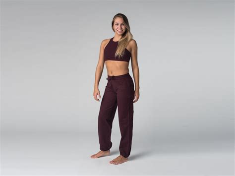 Pantalon De Yoga Param Coton Bio Et Lycra Prune Fin De Serie