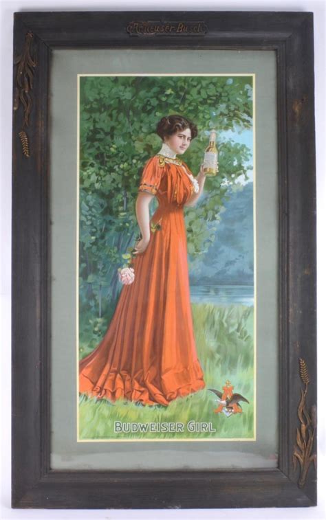 Sold Price Early Anheuser Busch Budweiser Girl Poster Original Frame