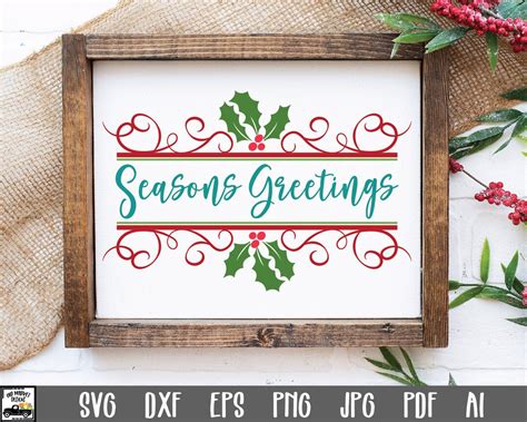 Seasons Greetings Svg Cut File Christmas Svg File Clip Art Etsy