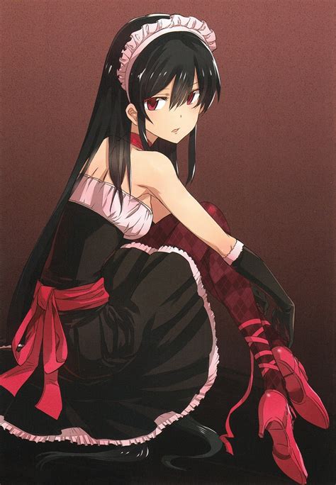 Some might say that black is the most natural hair color, at least in regards to japan, asia, and anime. Akame Ga Kill!, Akame, Anime Girls, Maid Outfit, Red Eyes ...
