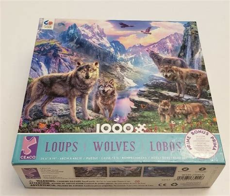 Ceaco Wolves 1000 Piece Jigsaw Puzzle Bonus Poster Mountains 43360