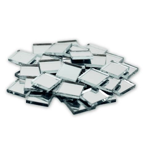 05 Inch Small Mini Square Craft Mirrors 25 Pieces Mirror Mosaic Tiles