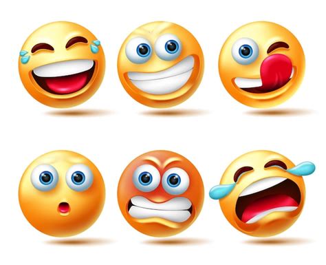 Conjunto De Vectores De Caracteres Emoticones Emojis 3d Carácter En