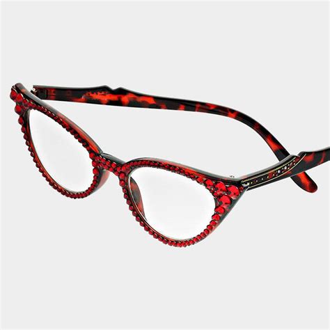 red cat eye crystal reading glasses