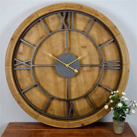 Solid Wood Large Wall Clock By The Orchard Large Wooden Wall Clock