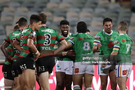 Semi Valemei Of The Raiders Celebrates A Try During The Round 11 Nrl