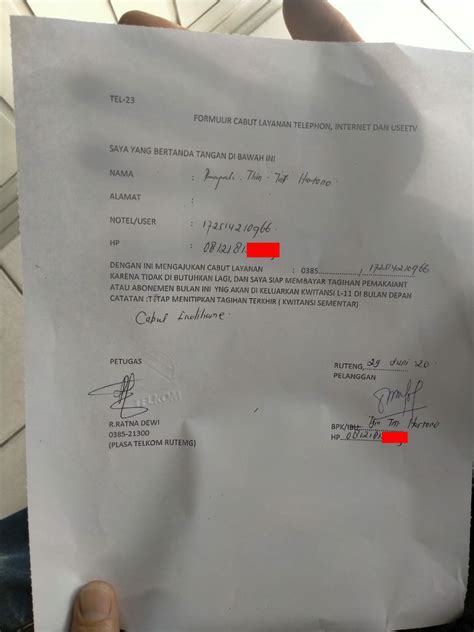 Contoh Surat Pernyataan Berhenti Berlangganan Indihome Form Kontrak