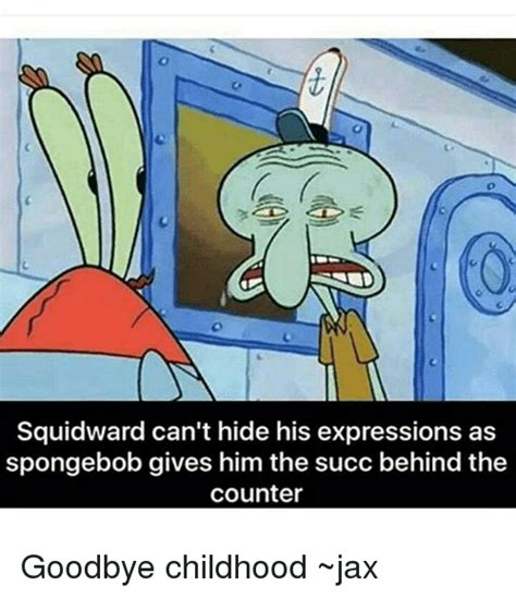 Squidward Cant Hide His Expressions As Spongebob Gives Him The Succ
