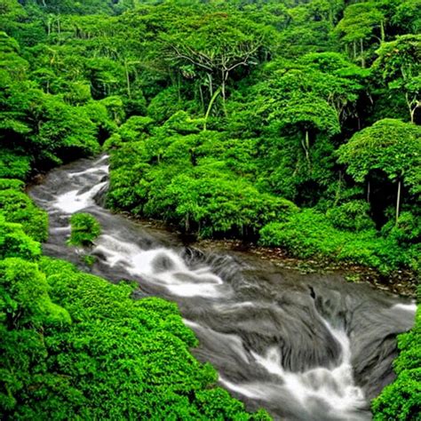 Premium Ai Image A River Runs Through A Lush Green Forest