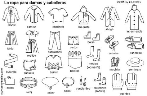 Spanish Clothing Printable Worksheet Worksheeto Com