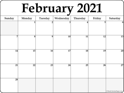 Check this site have an extensive collection of monthly template which have featured to take a printout or use online. February 2021 Calendar Printable - Blank Templates