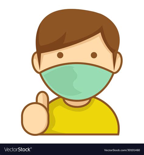 Simple cute boy wear a mask Royalty Free Vector Image