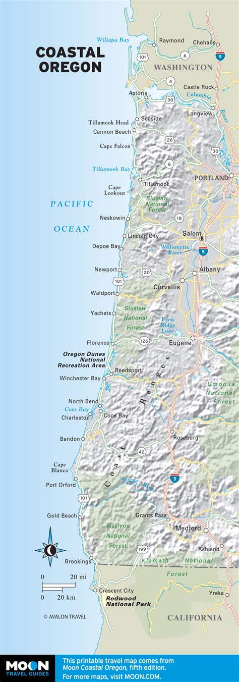 Oregon Coast Map Printable Dibandingkan