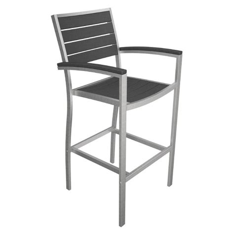 Polywood® Euro Aluminum Outdoor Bar Chair With Silver Frame Pw A202 Fas