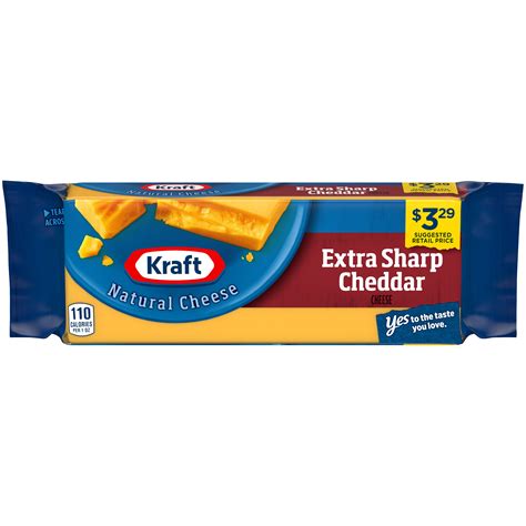 Kraft Extra Sharp Natural Cheddar Cheese Block 8 Oz Wrapper My Food