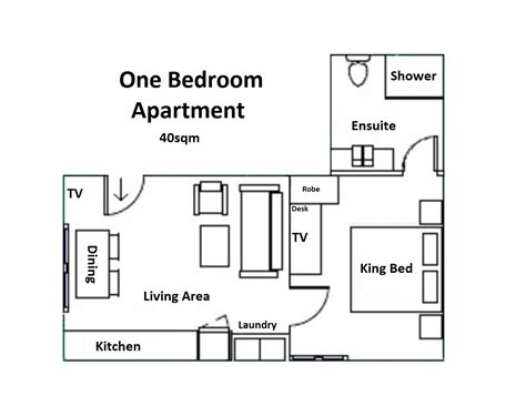 One Bedroom Apartment Floor Plan - The Botanic Apartments, Warrnambool