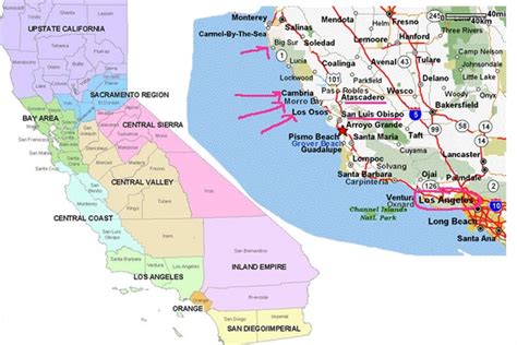 Map Of Central California Coast Towns Printable Maps