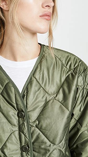 Anine Bing Andy Quilted Bomber Jacket In Military Green Modesens