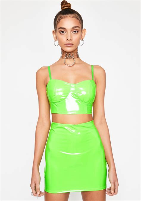 vinyl bustier skirt set green dolls kill